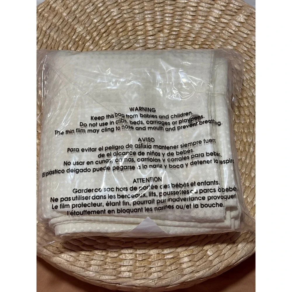 Dynamene Ivory Waffle Weave Shower‎ Curtain Hotel Spa Style 72x72 12 Hook Holes